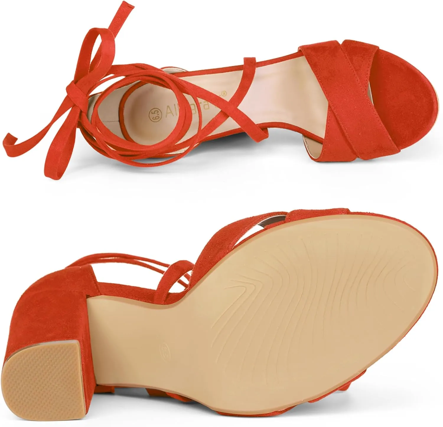 Allegra K Women's Block Heeled Lace Up Sandals