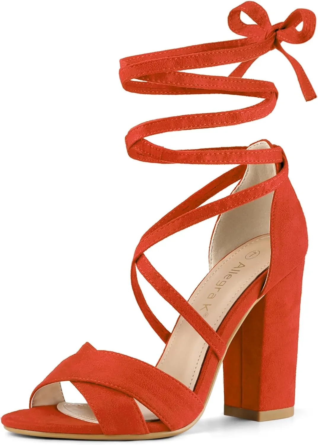 Allegra K Women's Block Heeled Lace Up Sandals