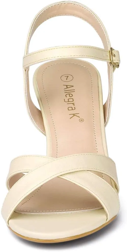 Allegra K Women's Cross Straps Kitten Heel Sandals