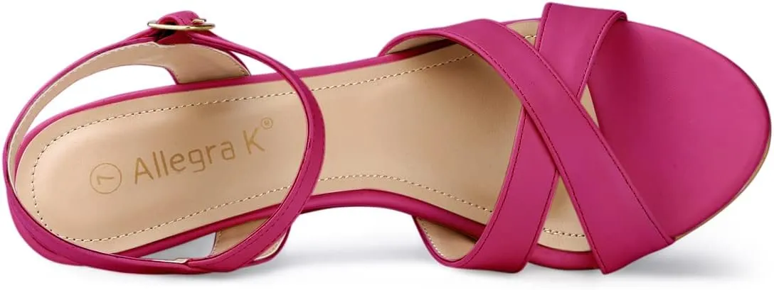 Allegra K Women's Cross Straps Kitten Heel Sandals