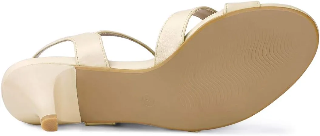 Allegra K Women's Cross Straps Kitten Heel Sandals