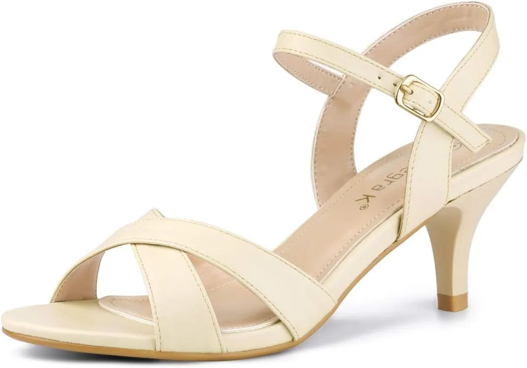 Allegra K Women's Cross Straps Kitten Heel Sandals