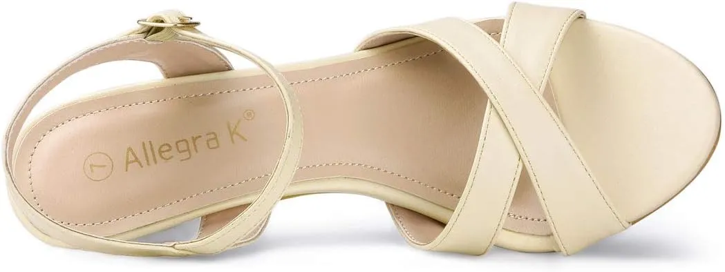 Allegra K Women's Cross Straps Kitten Heel Sandals