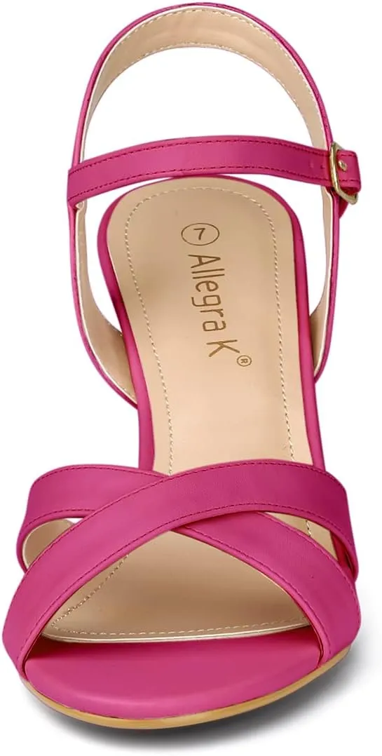 Allegra K Women's Cross Straps Kitten Heel Sandals
