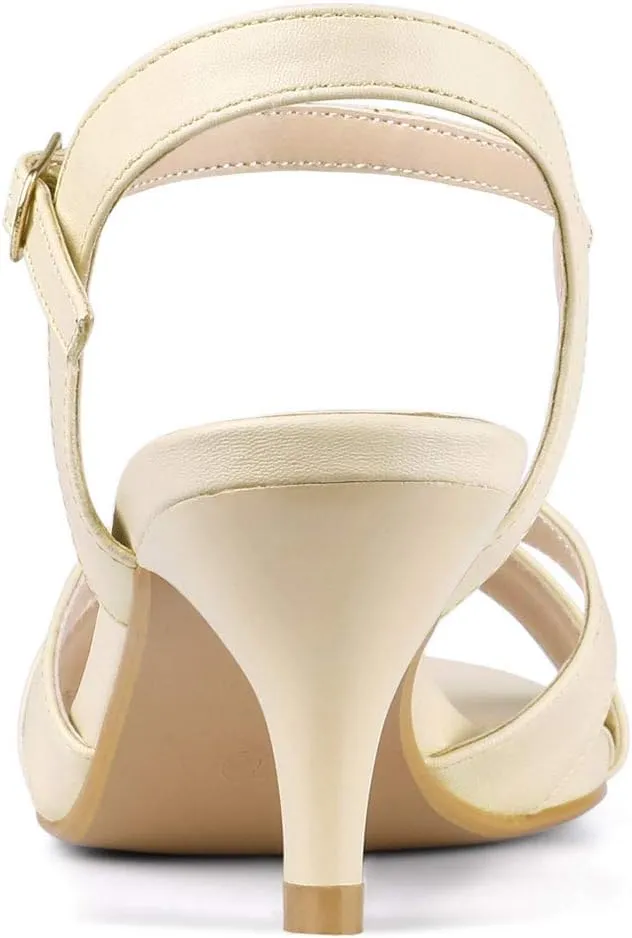 Allegra K Women's Cross Straps Kitten Heel Sandals