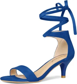 Allegra K Women's Kitten Heel Lace Up Sandals
