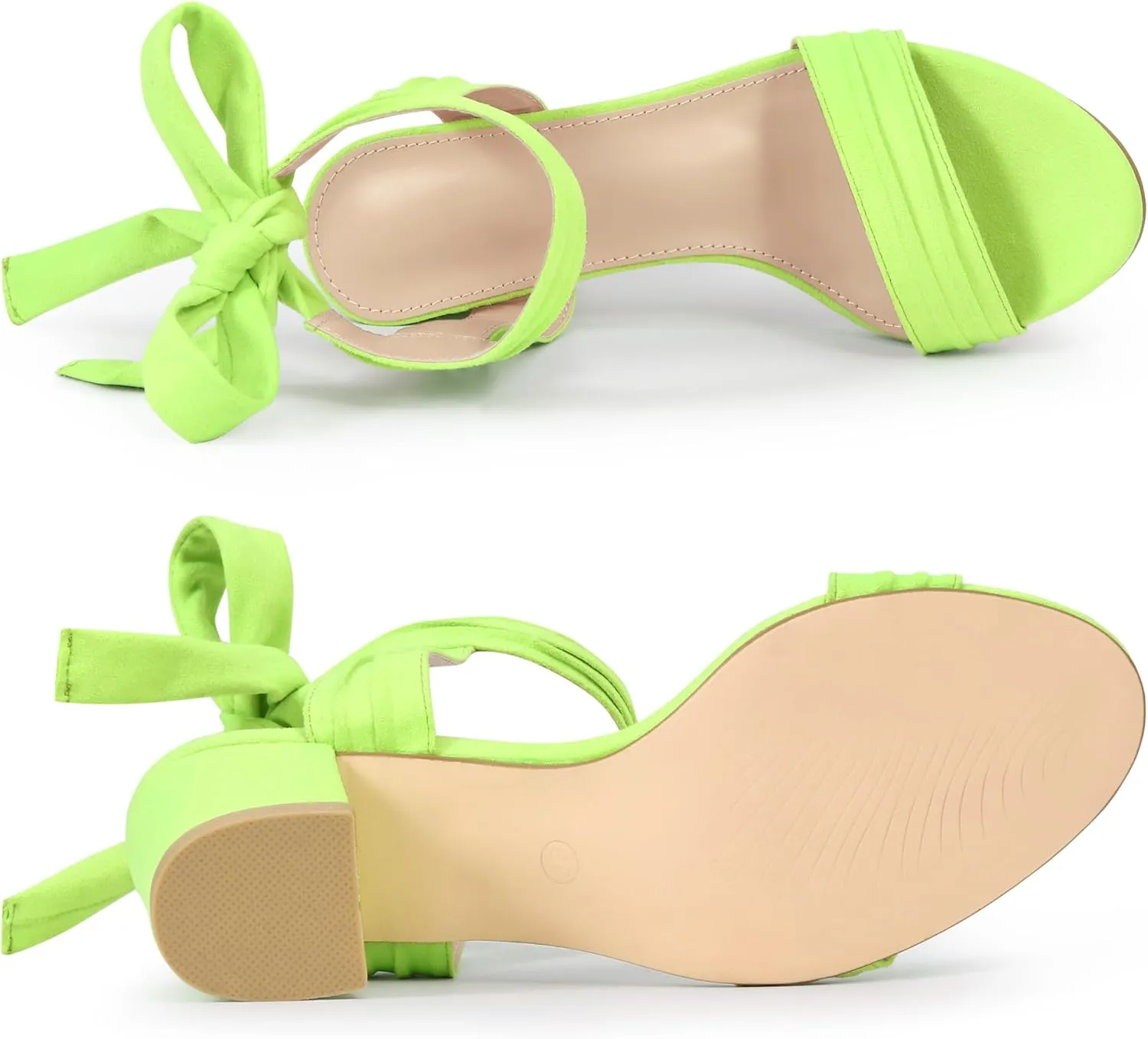 Allegra K Women's Open Toe Ankle Tie Back Block Heels Sandals