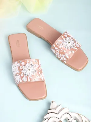 Anouk Women Floral Embroidered Open Toe Flats