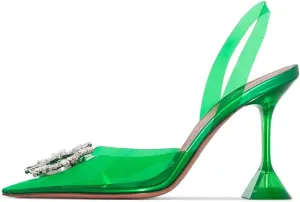 Arqa Clear Heels for Women Pointed Toe Transparent PVC Sandals with Crystal Slingback Stilettos Dress Pumps