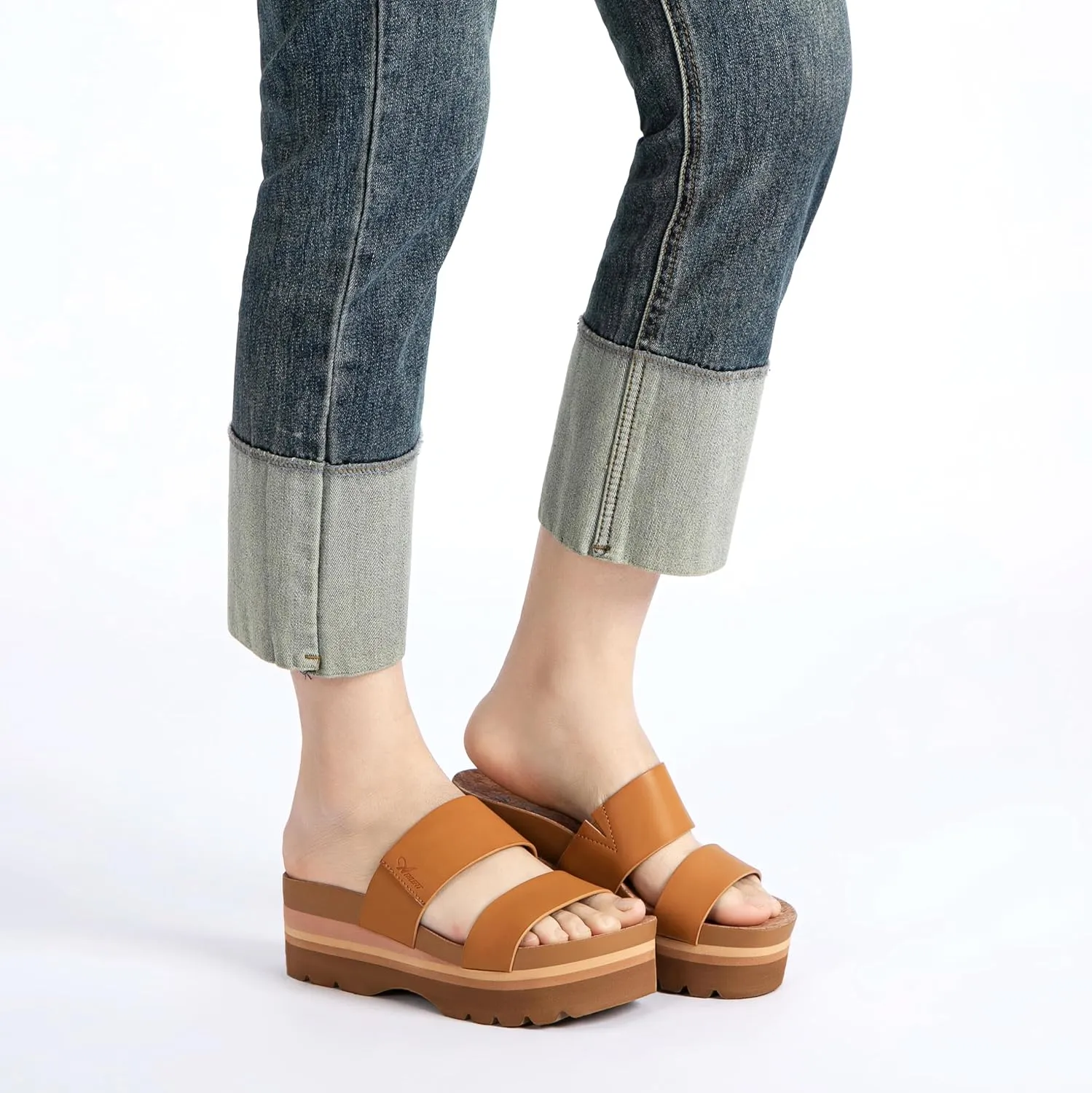 Athlefit Women's Arch Support Platform Slide Sandals Comfortable Crok Footbed Open Toe Slip On Summer Flatform Wedge Sandals