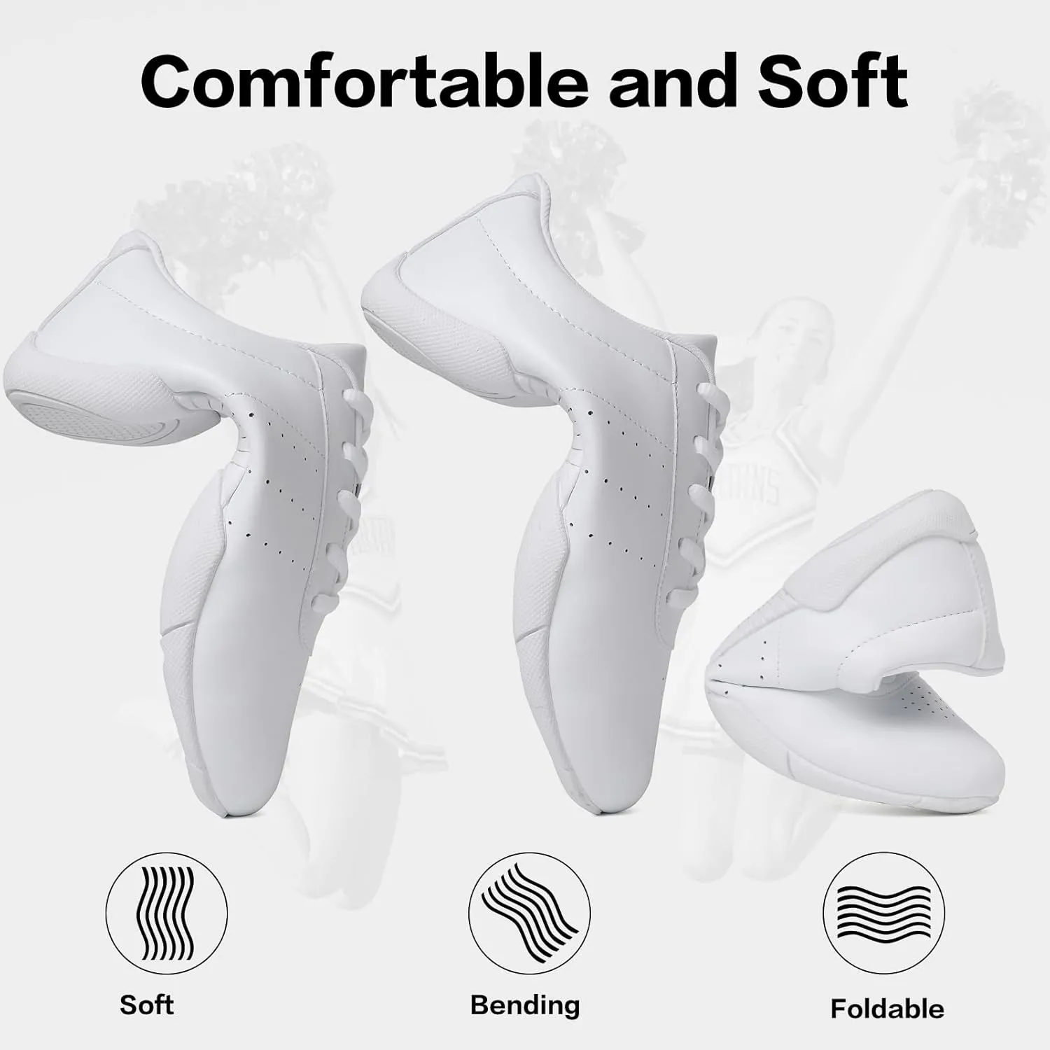 Cheer Shoes Girls White Cheerleading Dance Shoes Athletic Tennis Competition Sport Training Sneakers Youth Lightweight Cheer Shoes