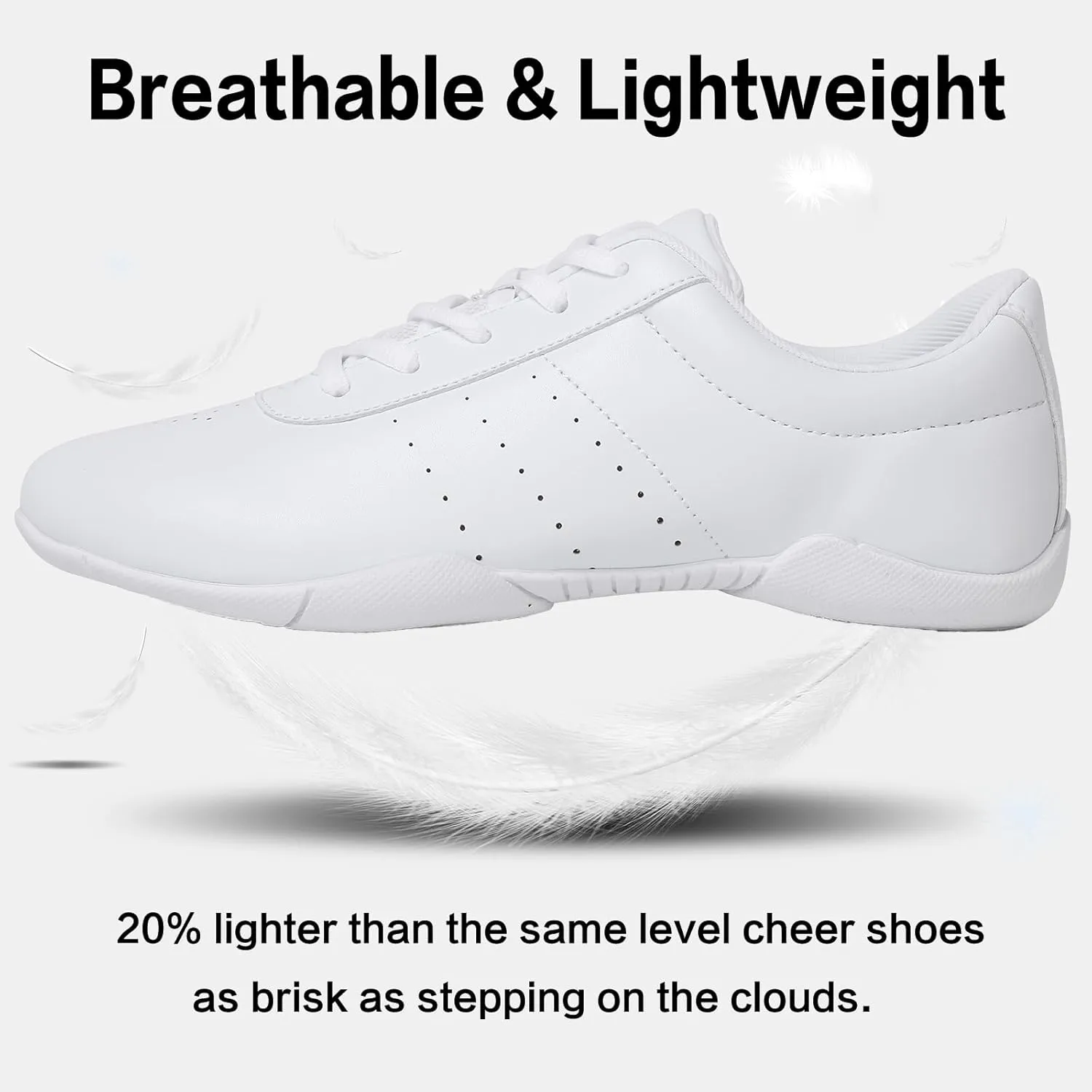 Cheer Shoes Girls White Cheerleading Dance Shoes Athletic Tennis Competition Sport Training Sneakers Youth Lightweight Cheer Shoes