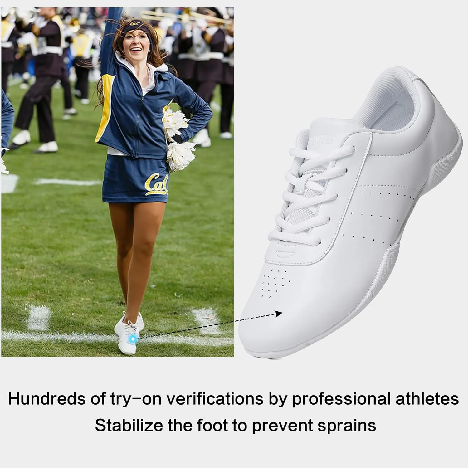 Cheer Shoes Girls White Cheerleading Dance Shoes Athletic Tennis Competition Sport Training Sneakers Youth Lightweight Cheer Shoes