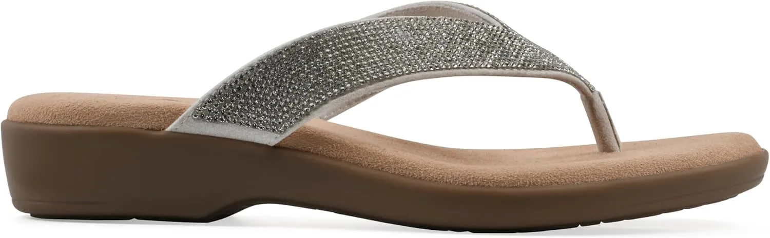 CLIFFS BY WHITE MOUNTAIN Women's Becharm Rhinestoned Thong Sandal