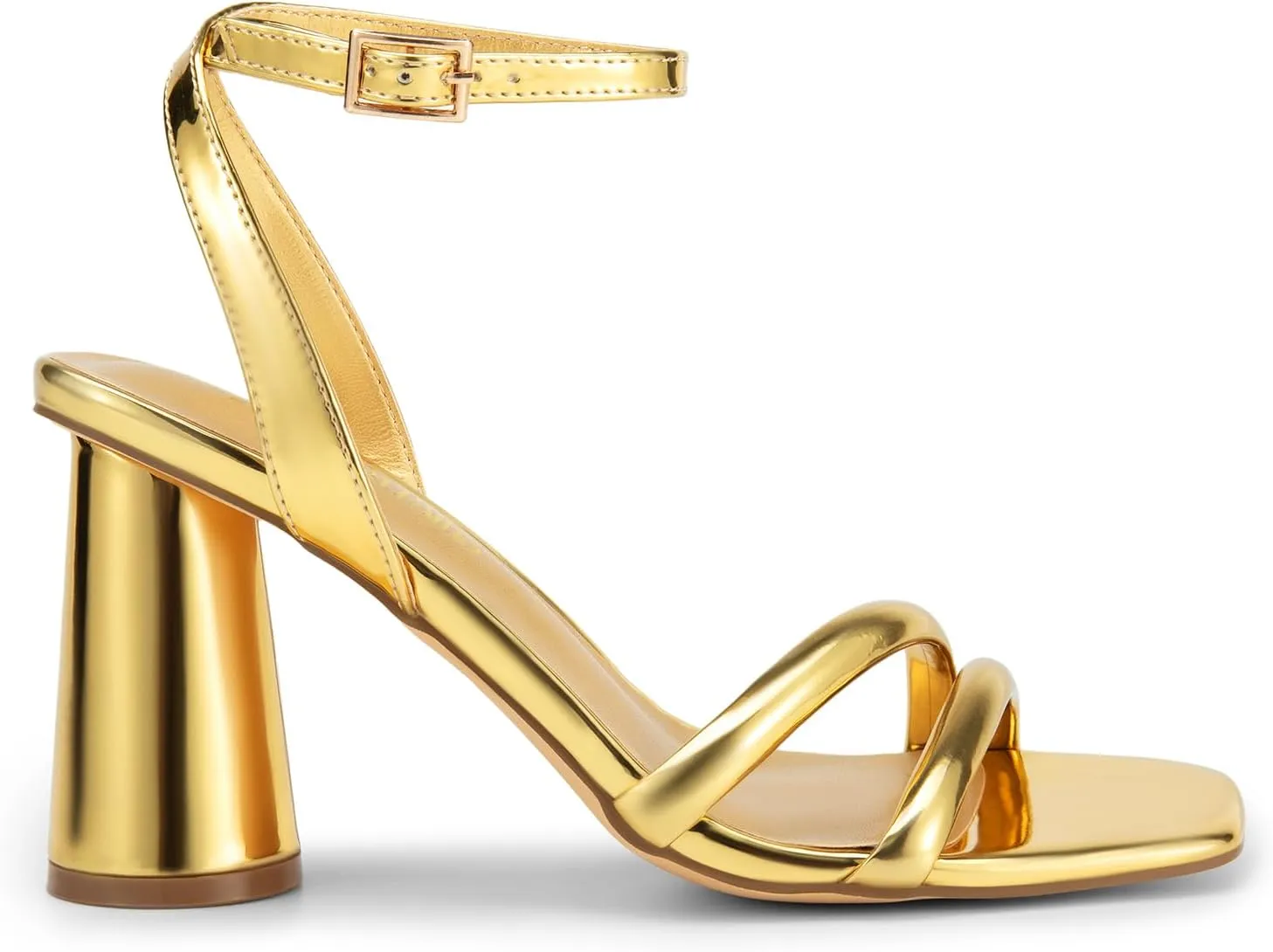 DREAM PAIRS Women's Strappy Round Heels Open Square Toe Ankle Strap Party Sandals Dress Shoes