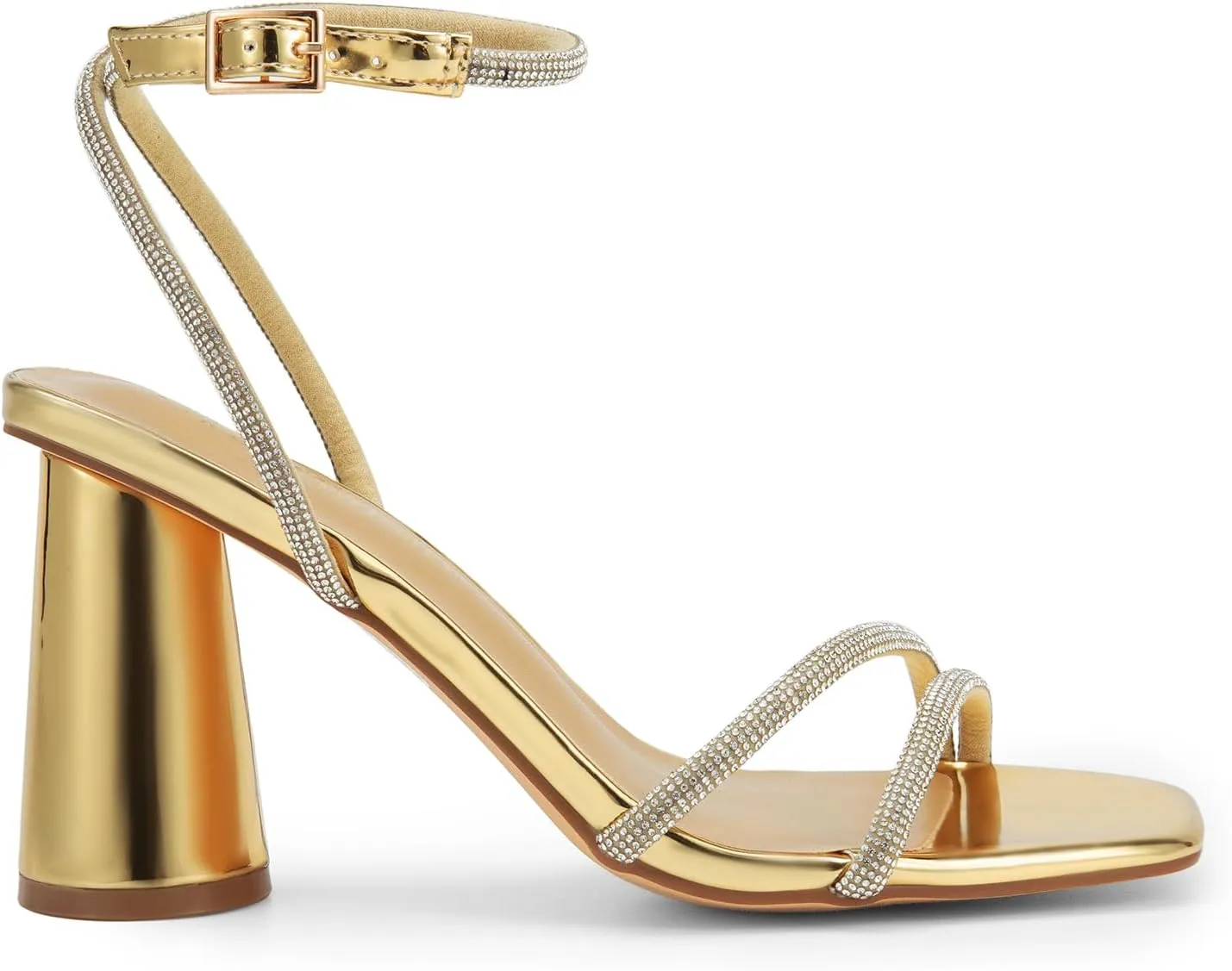 DREAM PAIRS Women's Strappy Round Heels Open Square Toe Ankle Strap Party Sandals Dress Shoes