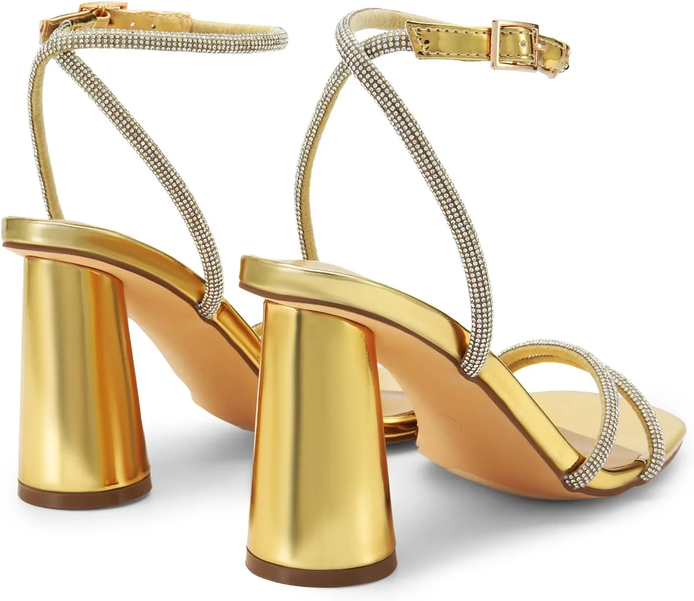 DREAM PAIRS Women's Strappy Round Heels Open Square Toe Ankle Strap Party Sandals Dress Shoes