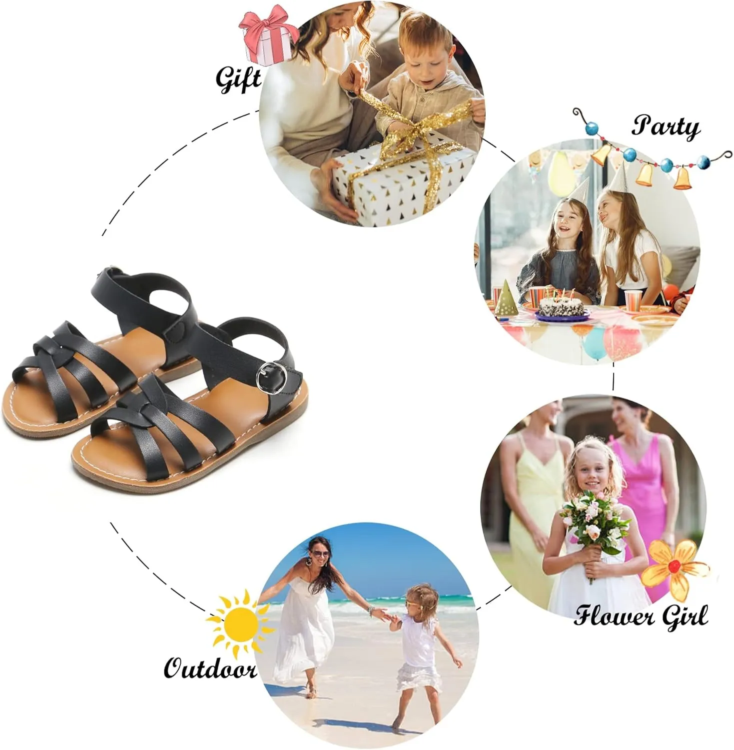 Felix & Flora Toddler Girl Sandals - Little Girl Easter Summer Dress Shoes Lightweight Open Toe Beach Holiday.