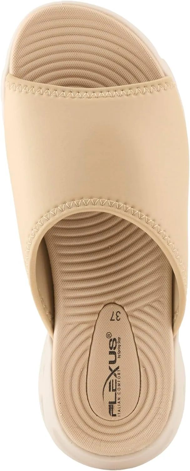 Flexus Women's HALEY Slides – Lycra Slip-On Sandals with Cushioned Footbed and Sporty EVA Outsole