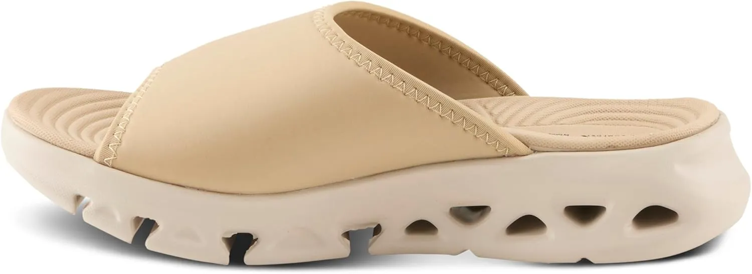 Flexus Women's HALEY Slides – Lycra Slip-On Sandals with Cushioned Footbed and Sporty EVA Outsole