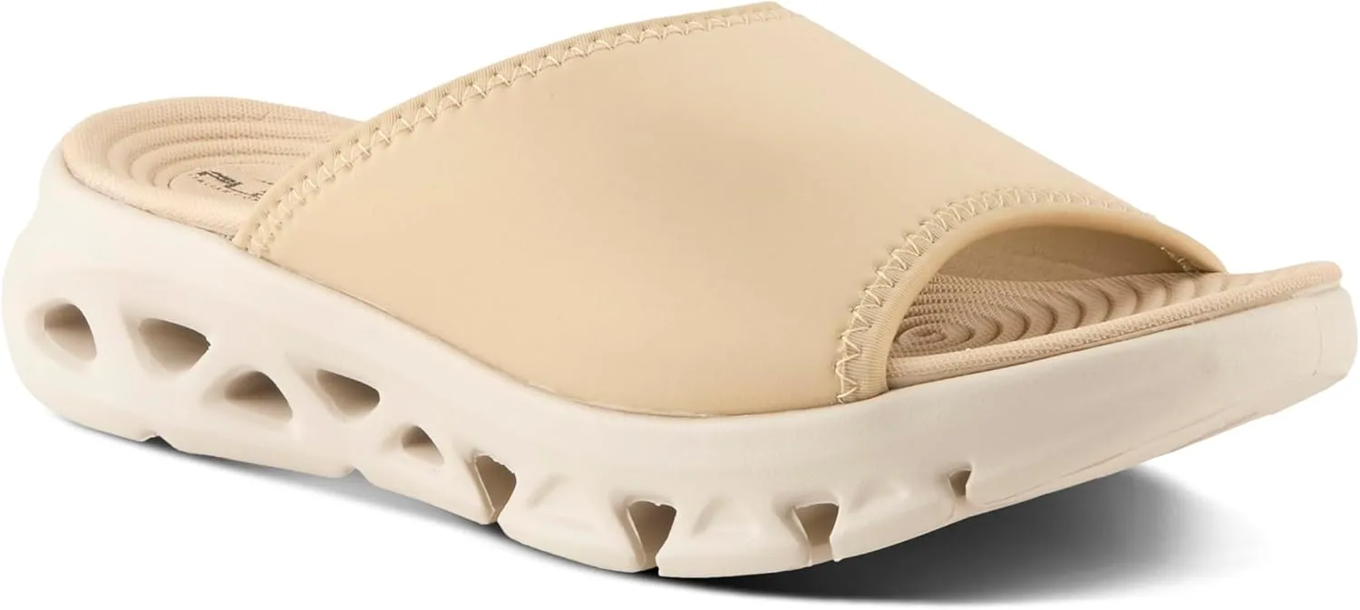 Flexus Women's HALEY Slides – Lycra Slip-On Sandals with Cushioned Footbed and Sporty EVA Outsole