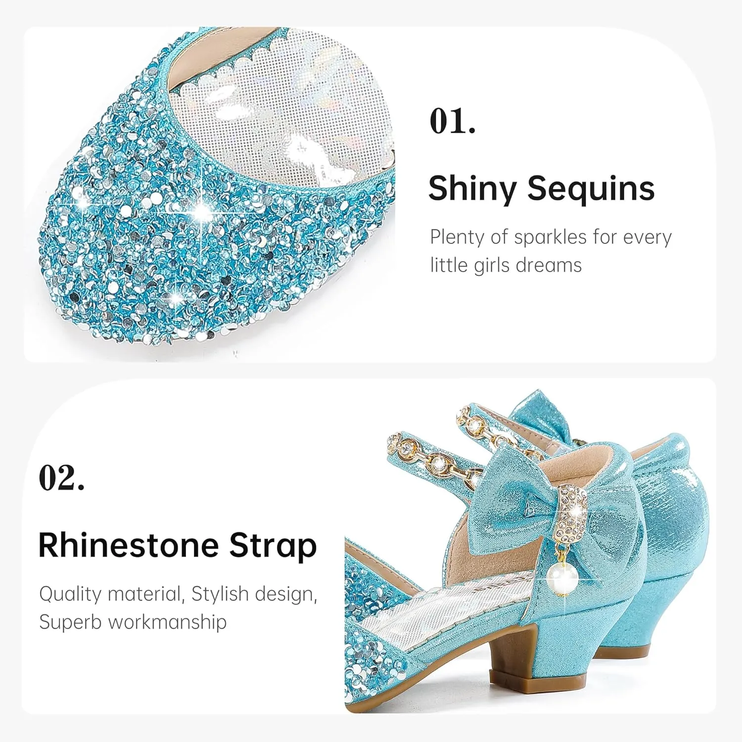 Girls Sandals Closed Toe Heels Wedding Party Girls Dress Shoes Toddler Little Big Kid