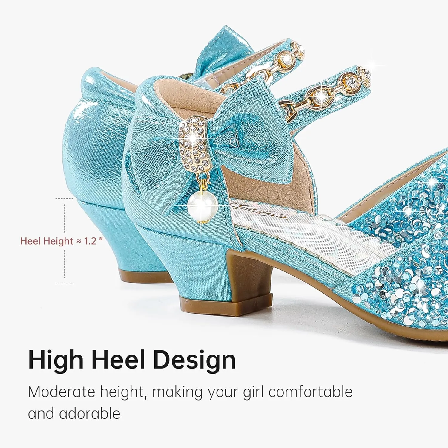 Girls Sandals Closed Toe Heels Wedding Party Girls Dress Shoes Toddler Little Big Kid