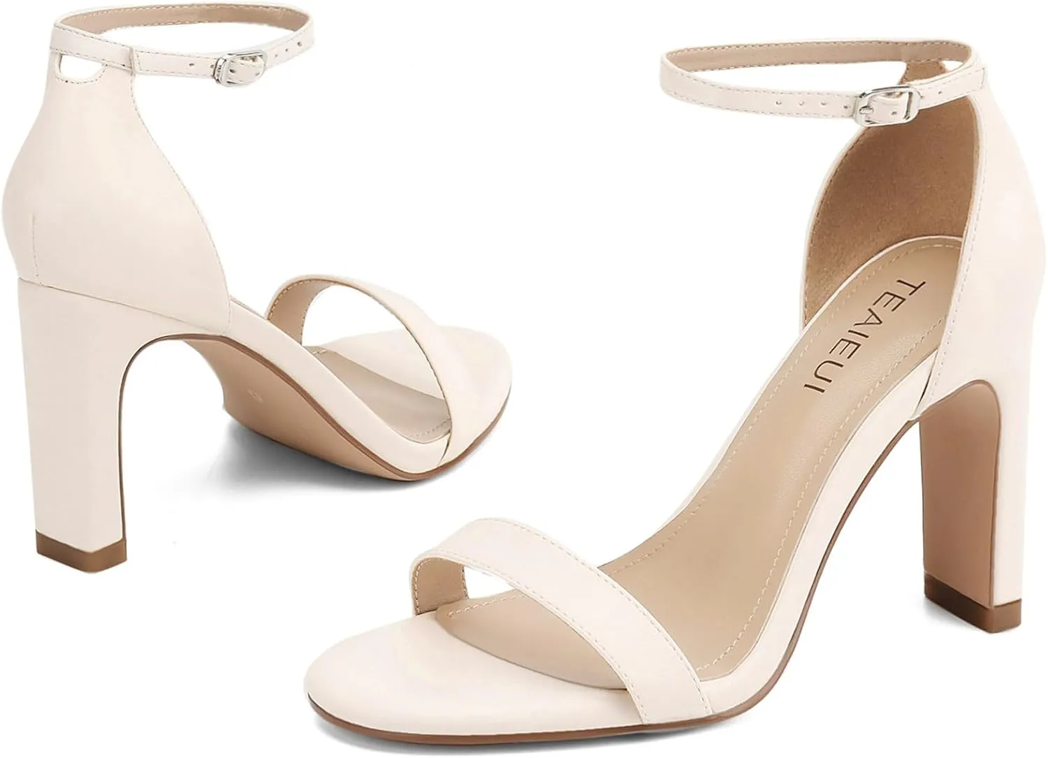 Heels for Women Round Toe Heeled Sandals Chunky High Heels with Ankle Strap Heels for Women Dressy Block Heels