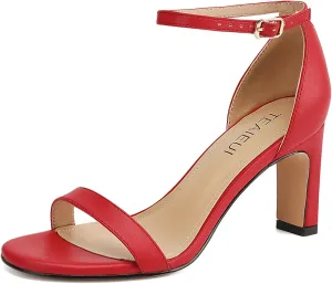 Heels for Women Round Toe Heeled Sandals Chunky High Heels with Ankle Strap Heels for Women Dressy Block Heels