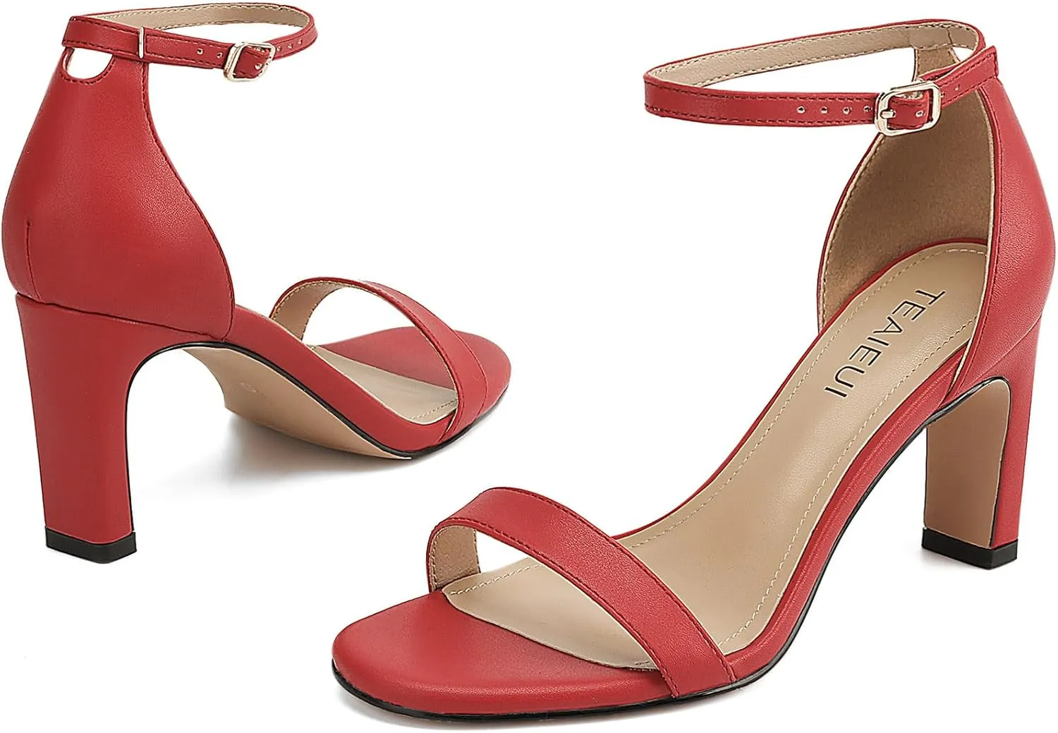 Heels for Women Round Toe Heeled Sandals Chunky High Heels with Ankle Strap Heels for Women Dressy Block Heels