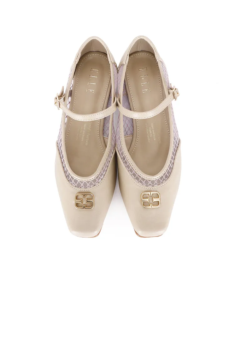 Inaya Comfy Fit Footbed Microfiber Leather Flats In Khaki