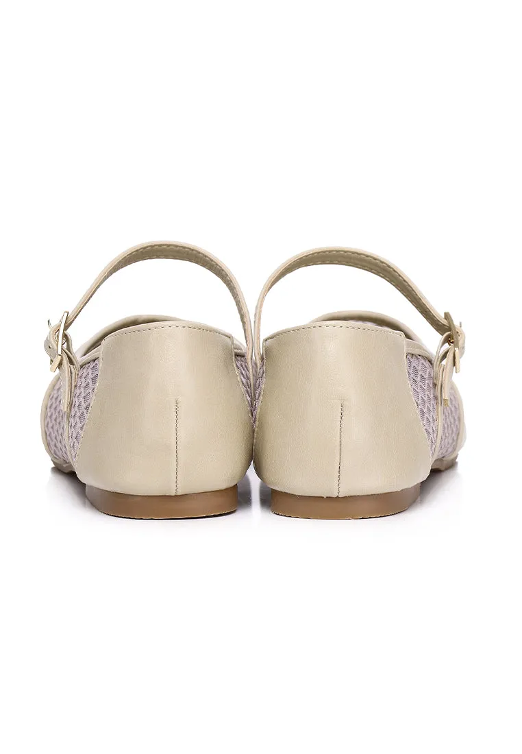 Inaya Comfy Fit Footbed Microfiber Leather Flats In Khaki