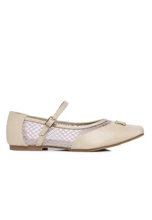 Inaya Comfy Fit Footbed Microfiber Leather Flats In Khaki