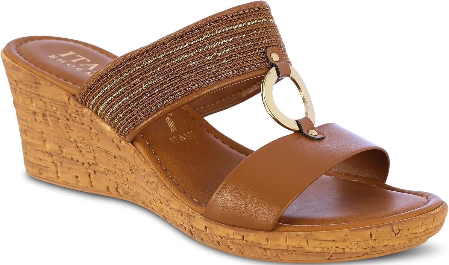 ITALIAN Shoemakers Womens Ligths Wedge Sandals 9 Brown