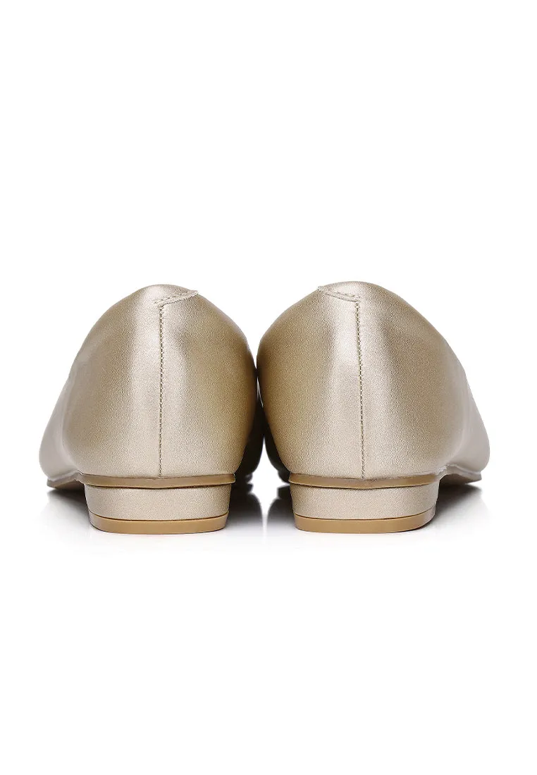 Jacqueline Comfy Fit Footbed Microfiber Leather Flats & Ballerina In Champagne