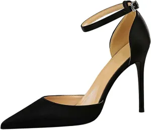 JOEupin Womens High Heels Point Toe D'Orsay Pumps Shoes Ankle Strap Heeled Sandals Stilettos Wedding Shoes