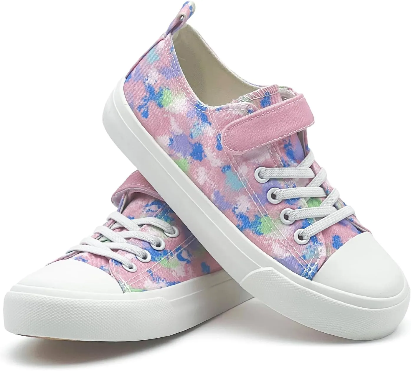 Kids Canvas Sneakers for Boys Girls Lace-up Canvas Shoes Low Top Toddler Walking Shoes Casual Lightweight Adjustable Strap Big Kid Running Sneakers