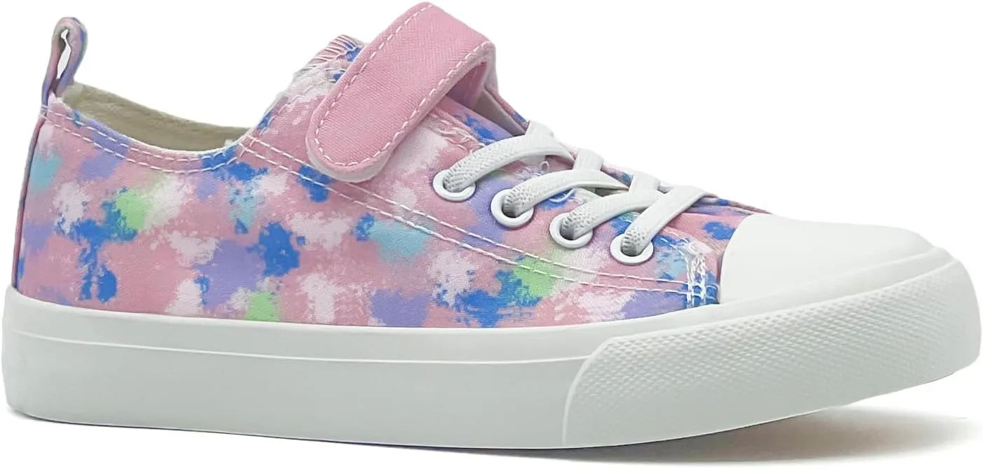 Kids Canvas Sneakers for Boys Girls Lace-up Canvas Shoes Low Top Toddler Walking Shoes Casual Lightweight Adjustable Strap Big Kid Running Sneakers