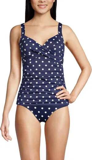 Lands' End Women's Wrap Underwire Tankini Top Swimsuit