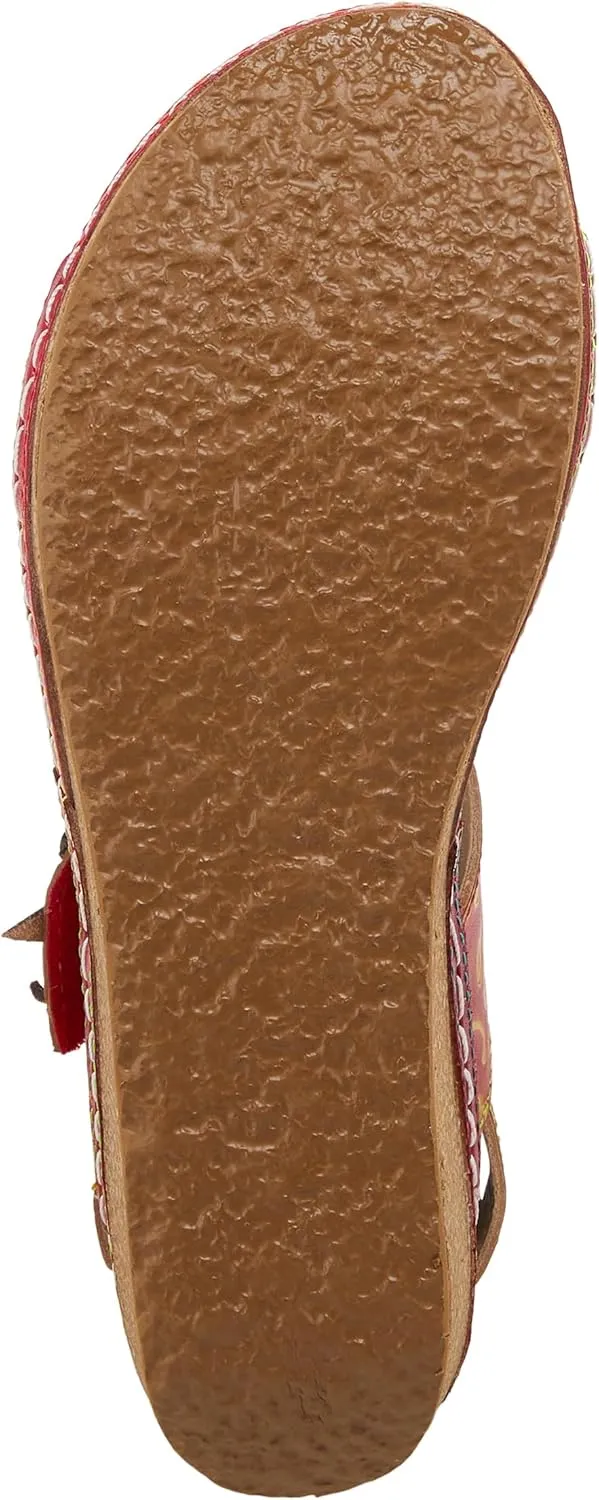 L'Artiste Women's PICKFORD Slingback Sandals – Hand-Painted Leather with Adjustable Straps and Cushioned Insole