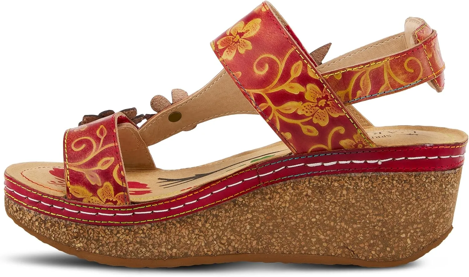 L'Artiste Women's PICKFORD Slingback Sandals – Hand-Painted Leather with Adjustable Straps and Cushioned Insole