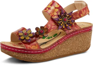 L'Artiste Women's PICKFORD Slingback Sandals – Hand-Painted Leather with Adjustable Straps and Cushioned Insole