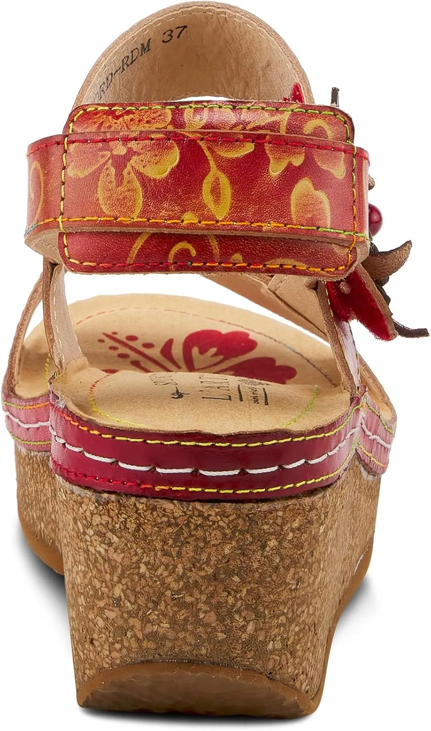L'Artiste Women's PICKFORD Slingback Sandals – Hand-Painted Leather with Adjustable Straps and Cushioned Insole