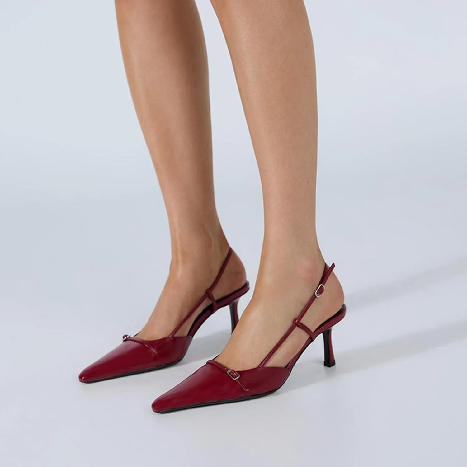 MAVMAX Slingback Heels for Women Bow Pointed Close Toe Stilettos High Kitten Heels Pumps Dress Party Heeled Sandals