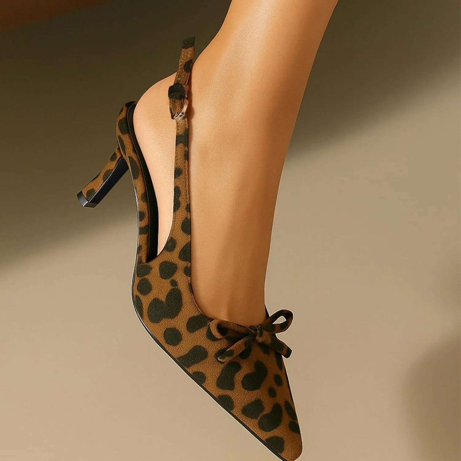 MAVMAX Slingback Heels for Women Bow Pointed Close Toe Stilettos High Kitten Heels Pumps Dress Party Heeled Sandals