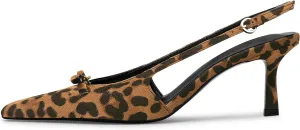 MAVMAX Slingback Heels for Women Bow Pointed Close Toe Stilettos High Kitten Heels Pumps Dress Party Heeled Sandals