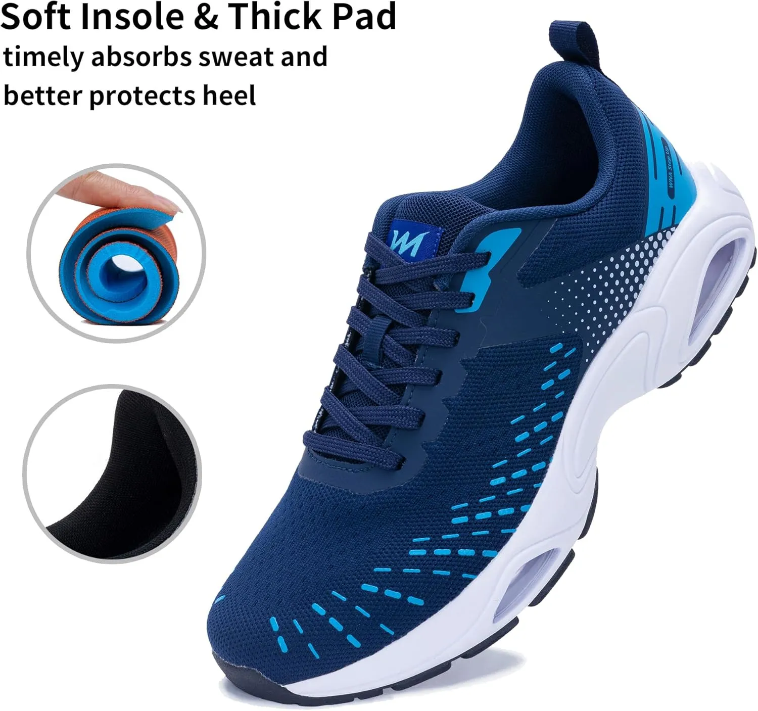 Men Running Shoes with Dual cushionings Breathable Lightweight Tennis Walking Sneakers Memory Foam Athletic Sport Shoes