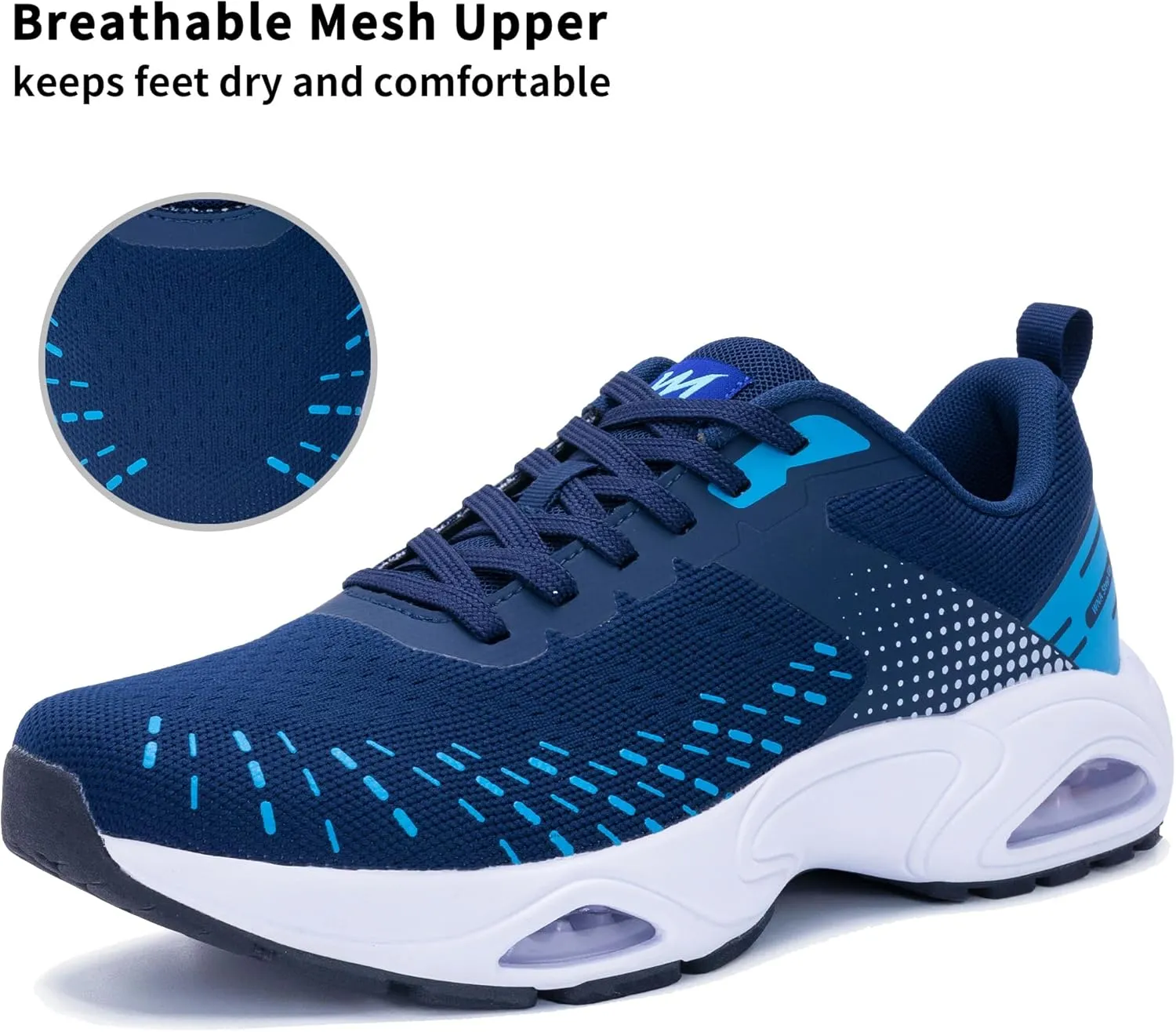 Men Running Shoes with Dual cushionings Breathable Lightweight Tennis Walking Sneakers Memory Foam Athletic Sport Shoes