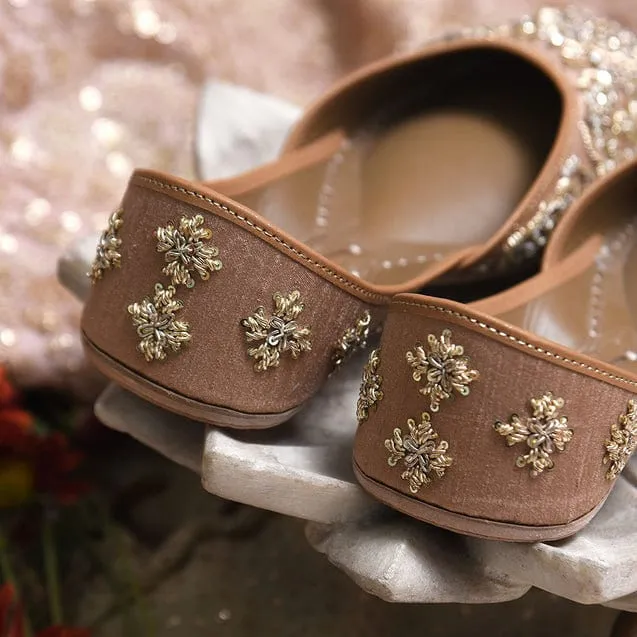 Neutral Taupe base juttis - handmade genuine leather punjabi jutti/khussa/mojari/flats/bridal shoes