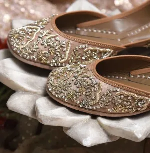 Neutral Taupe base juttis - handmade genuine leather punjabi jutti/khussa/mojari/flats/bridal shoes